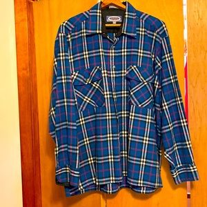 Men’s XL (17 - 17 1/2) Schooner Sports blue plaid flannel button down shirt